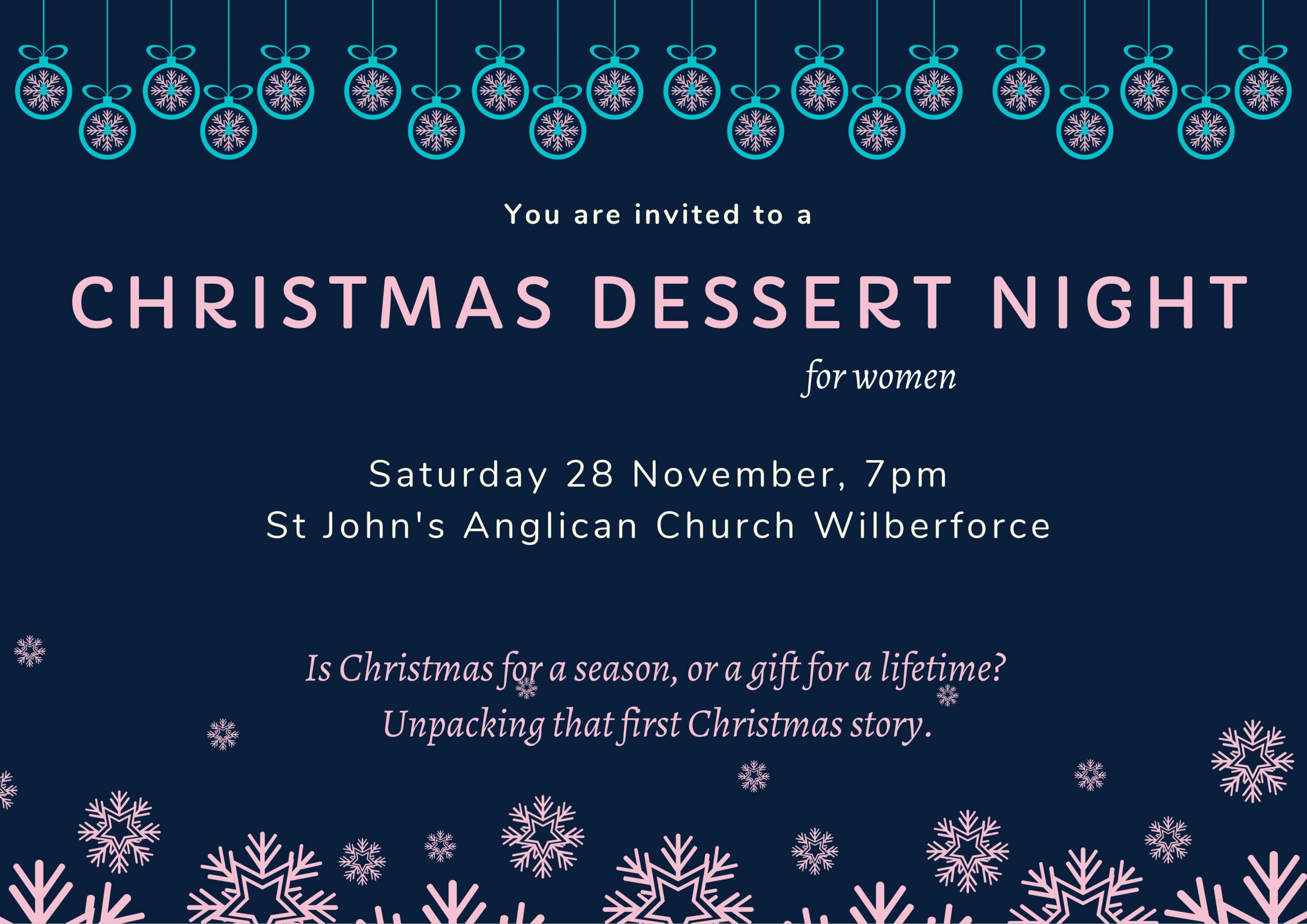 Women's Christmas Dessert Night Flyer - 28 November 2020