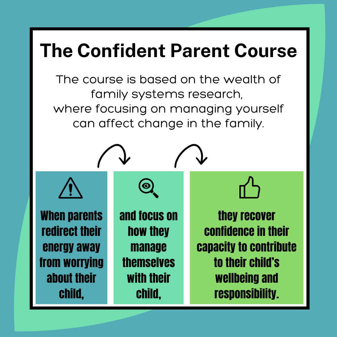 The course is based on the wealth of family systems research, where focusing on managing yourself can affect change in the family.